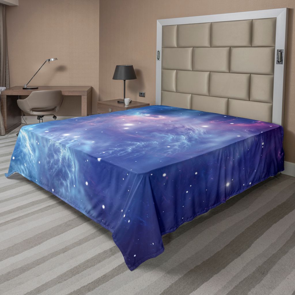 ABAKUHAUS Weltraum Bettlaken, Weltraumnebel Galaxie mit Sternhaufen Zeit des Atoms Astronomisch Kosmisch Muster, weiches bequemes oberes Bettlaken ...
