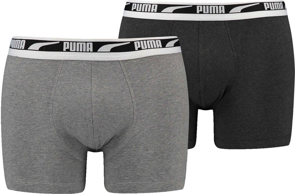 PUMA MEN MULTI LOGO BOXER 2P Herren Boxershorts, Größe:M, Farbe:grey melange