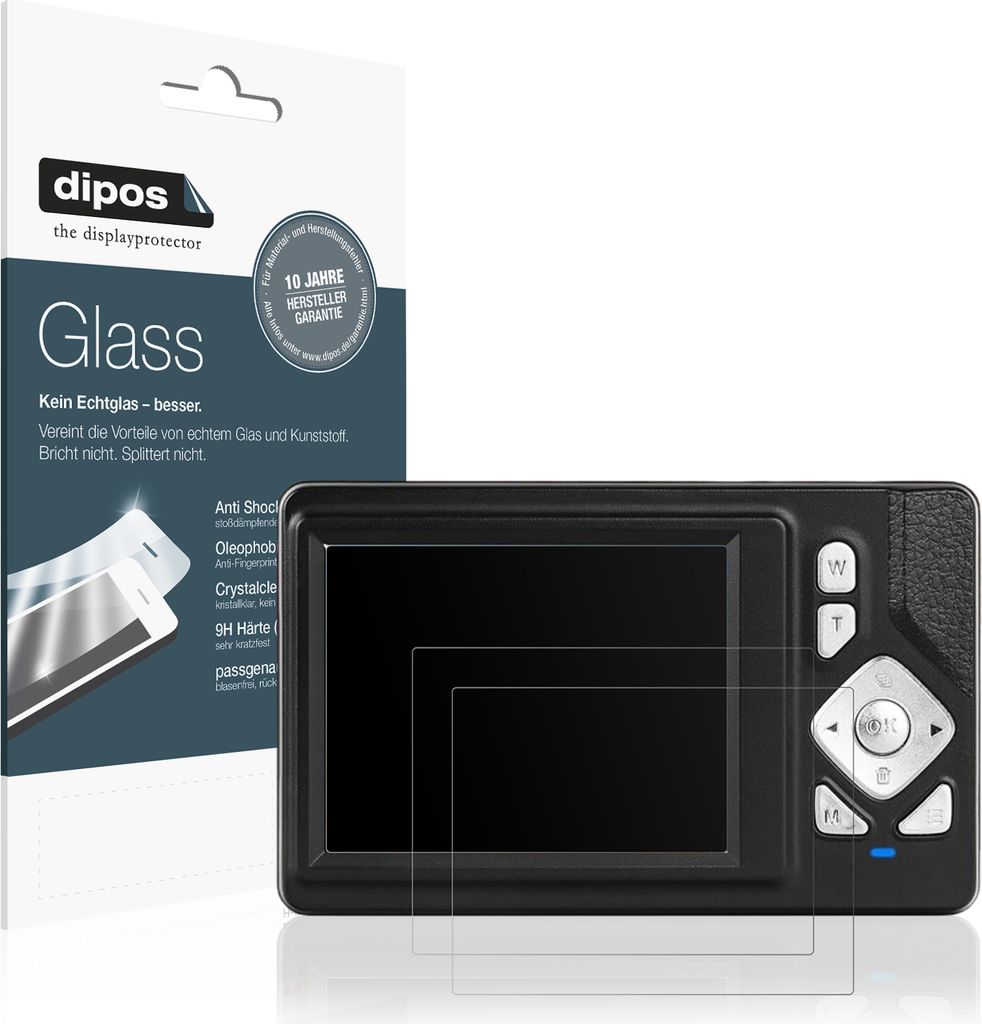 2x Schutzfolie für HERBYD CD-W8 Digitalkamera matt - Anti-Shock 9H Folie dipos Glass Kunststoffglas