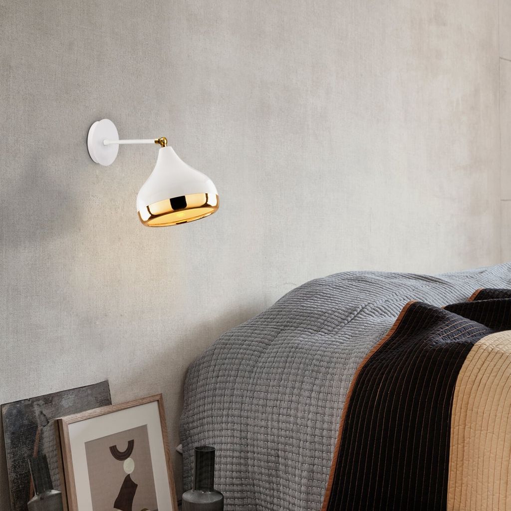 Opviq, Elegante Wandleuchte aus Metall, Weiß und Gold, 17 x Produktbild 