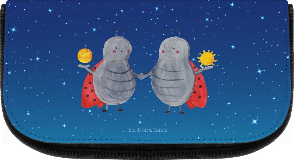 Mr. & Mrs. Panda kulturtäschchen Sternzeichen Zwilling - Sternenhimmel Blau - Geschenk, Zwillingsschwester, Zwillinge, Schminktasche, Glückskäfe...