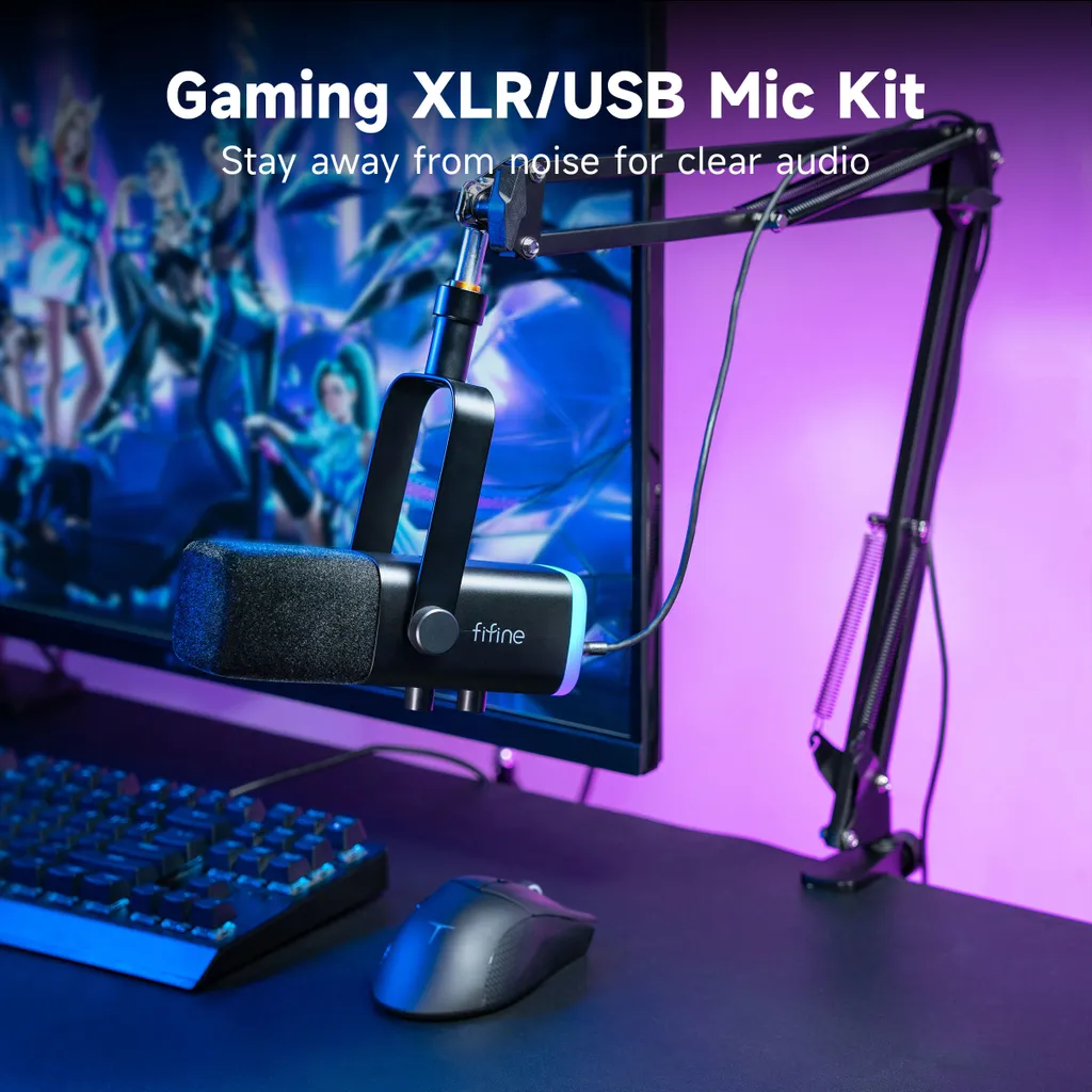 Microphone de Streaming Cardioïde avec Sortie Casque et Support Antichoc