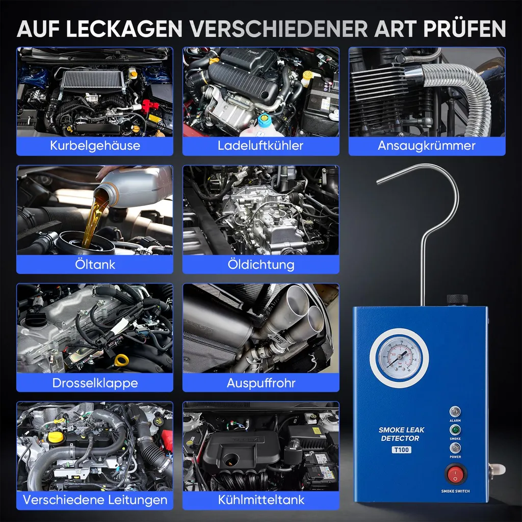 Machine à fumée de diagnostic pour test de fuite sous vide auto 12V