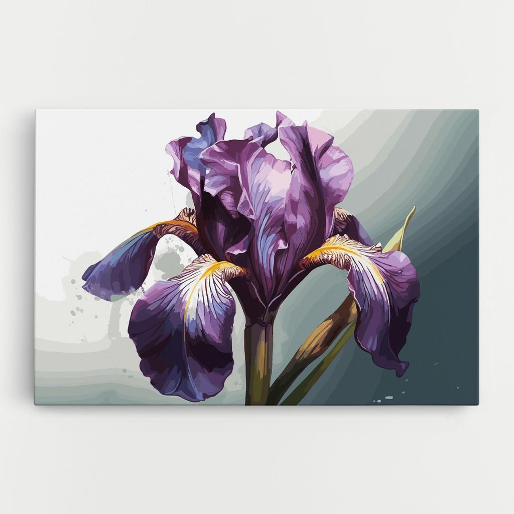 ARTHUB Leinwandbild 80x120 cm, Purple Blue Iris | Wohnzimmerdekoration, Hängende Bilder, Wanddekoration, Heimdekoration, Blumen, Iris