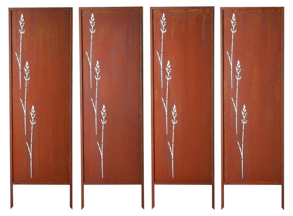 Metall-Sichtschutz, 50 x 160 cm, freistehender moderner Sichtschutzzaun, Garten-Trennwand mit verlängerten Erdspießen und Platte aus Kohlenstoffs...