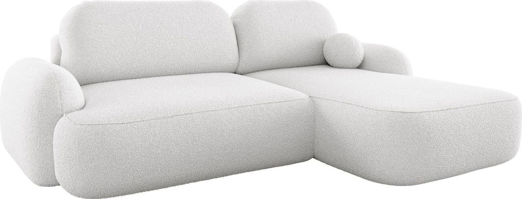 BEDANTE Ecksofa MOLLY L Rechts TERRA FROTTE 00 Weiß mit Schlaffunktion L-Form Sofa mit Stauraum Bettkasten Wohnzimmersofa Couch Sofa Bettsofa Bett...