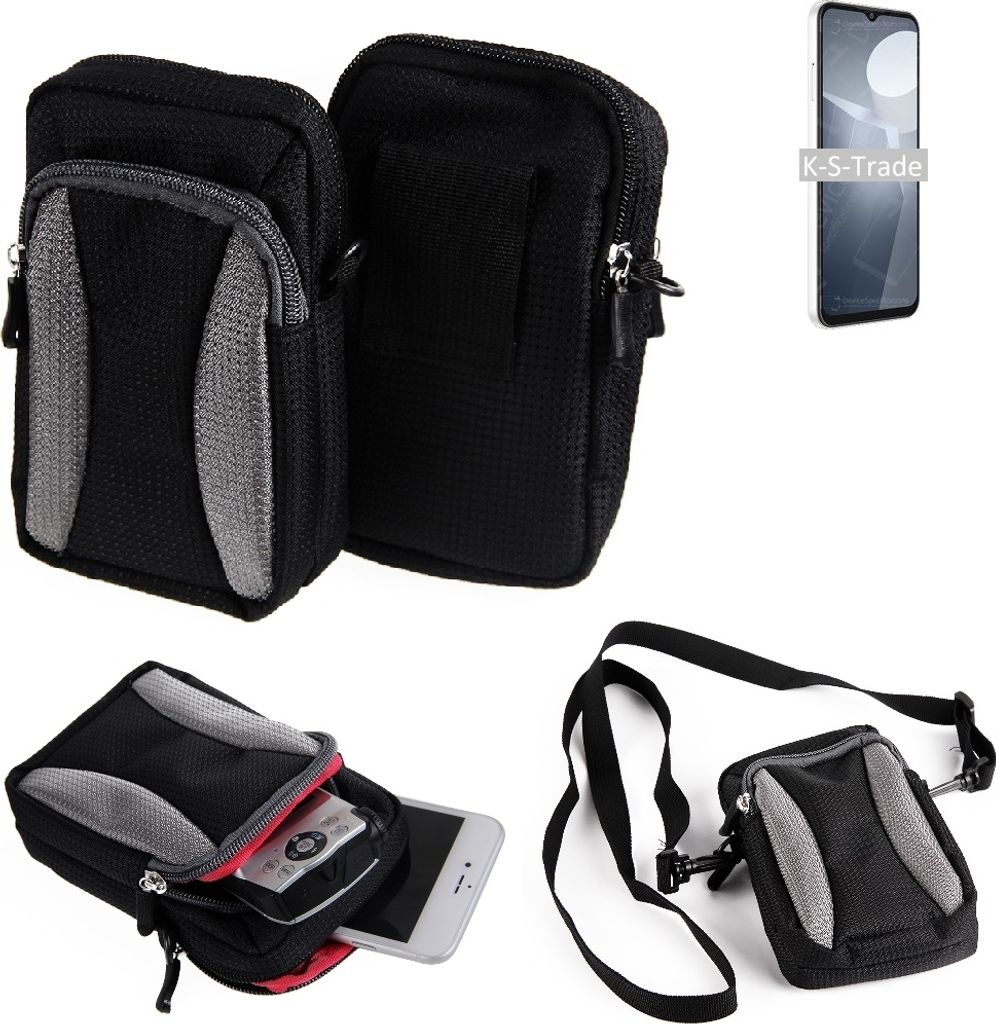 K-S-Trade Holster Schutz Hülle kompatibel mit Coolpad Cool 20 Handy Hülle Gürteltasche Umhängetasche mit Zusatzfach schwarz