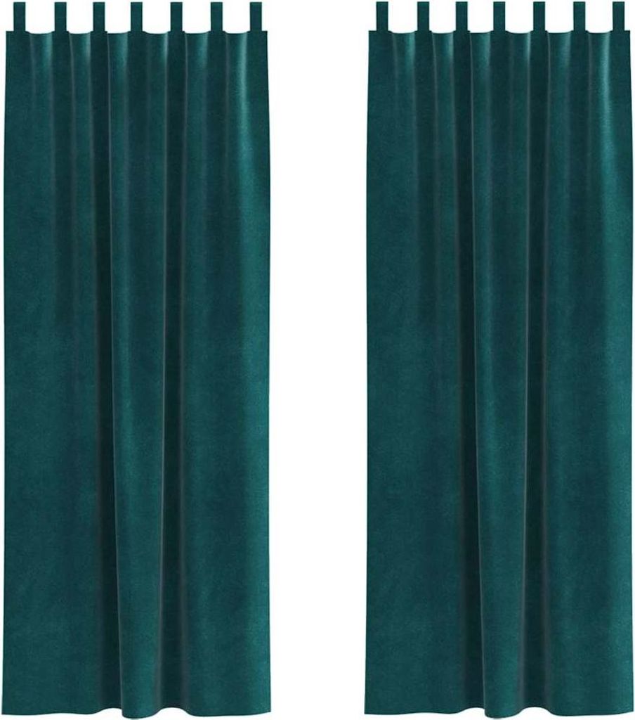 vidaXL Verdunkelungsvorhänge 2 pcs Dunkelgrün 140 x 225 cm Samt