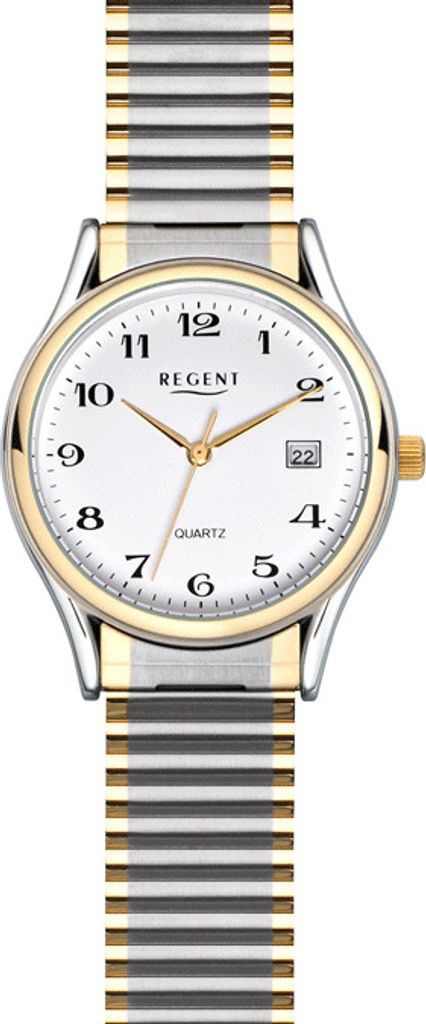 REGENT F-472 Herrenuhr Bicolor 36 mm Weiß Zugband 5 BAR