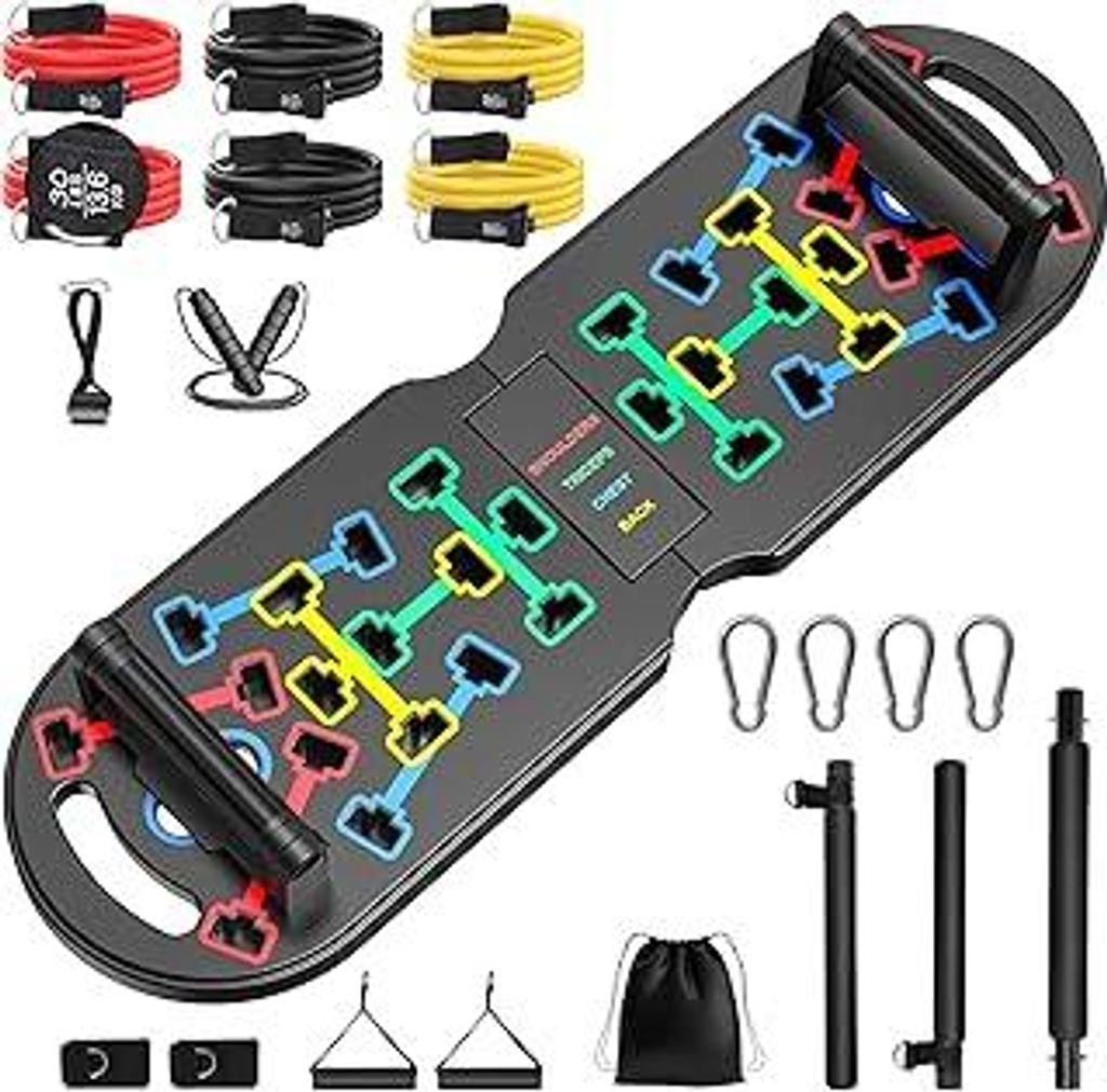 Premium Liegestützbrett Set Liegestützgriffe Push Up Board Verbessertes Konzept 2024 Liegestütze Brett Homeworkout 10 in 1 Push Up Bar Home Gym ...
