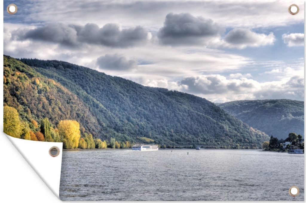 MuchoWow 120x80 cm Outdoor-Poster Gartendeko Sichtschutz Garten Poster für den Garten Rhein zwischen Bingen und Bonn, UNESCO, Nordrhein-Westfale...
