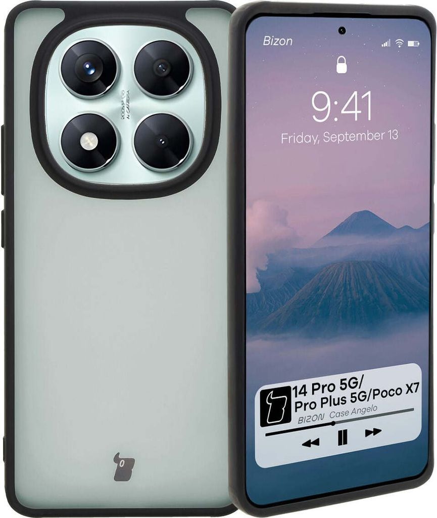 Bizon Case Angelo für Xiaomi Redmi Note 14 Pro 5G / 14 Pro+ 5G / Poco X7, Rauch mit schwarzem Rahmen