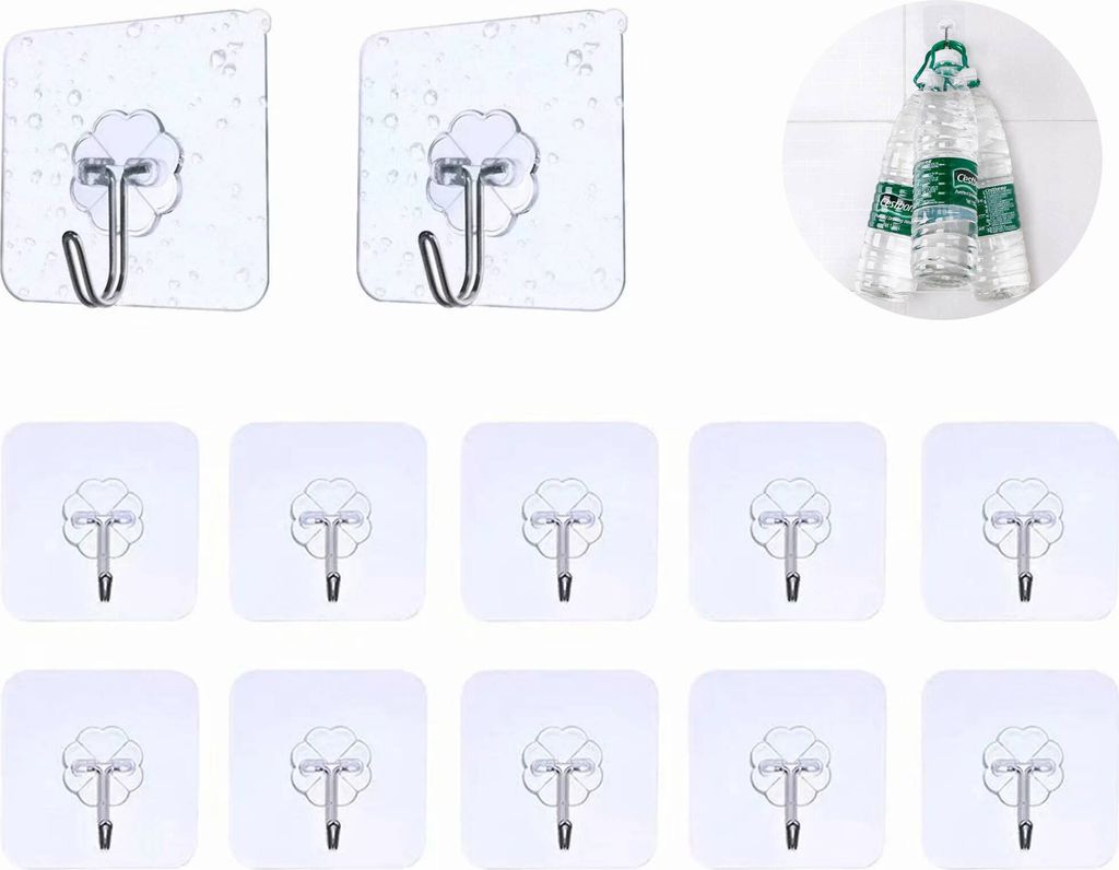 12 Stück Transparent Haken Selbstklebend Wandhaken Produktbild