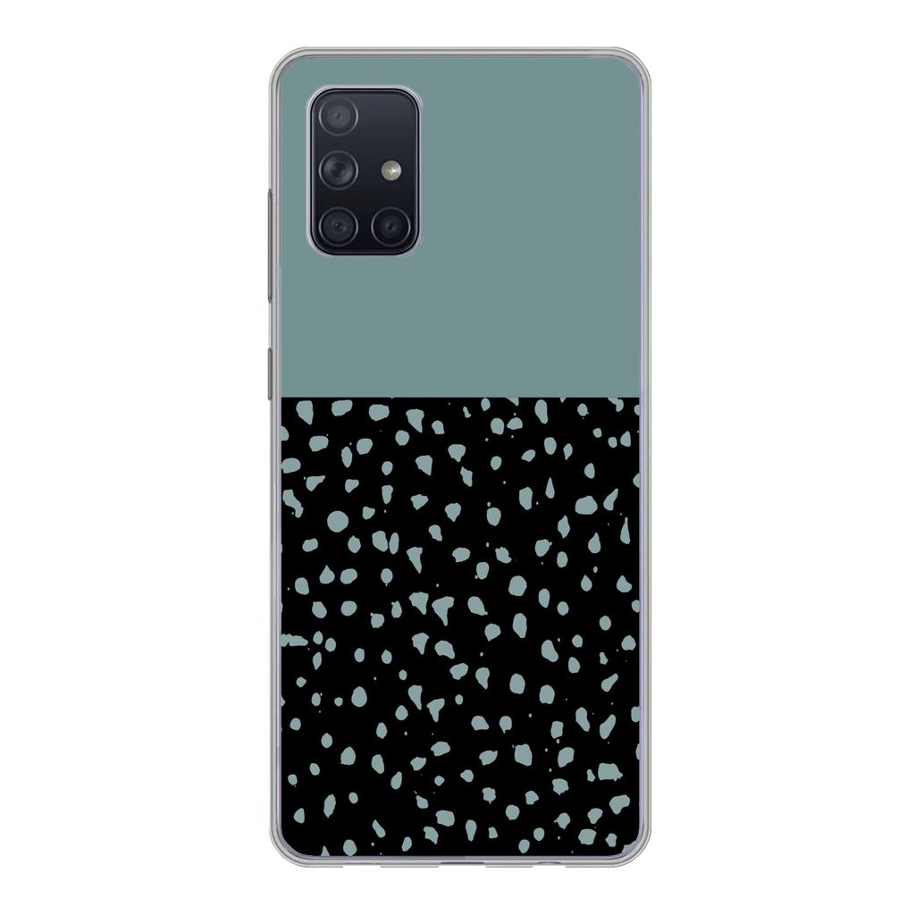 MuchoWow Handyhülle Schutzhülle Hülle für Samsung Galaxy A51 Polka dots - Grün - Schwarz Silikon Softcase Handy Hülle - Schutzabdeckung