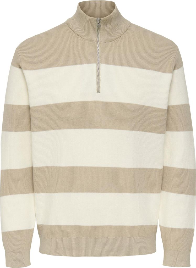 ONLY & SONS Feiner Strickpullover mit Reißverschluss Rundkragen Größe: S