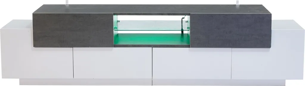 Console multimédia LED et commode basse grise et blanche pour salon chic - 5