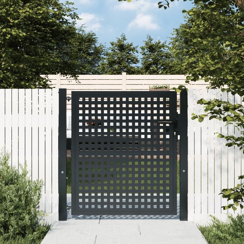 Tuinpoort, antracietkleurig, 105x150 cm, staal Productafbeelding 
