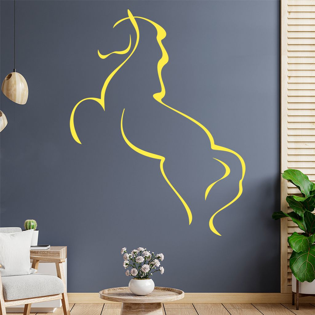 Pferd Linien Wandtattoo in 6 Größen - Wandaufkleber Wall Sticker - Dekoration, Küche, Wohnzimmer, Schlafzimmer, Badezimmer