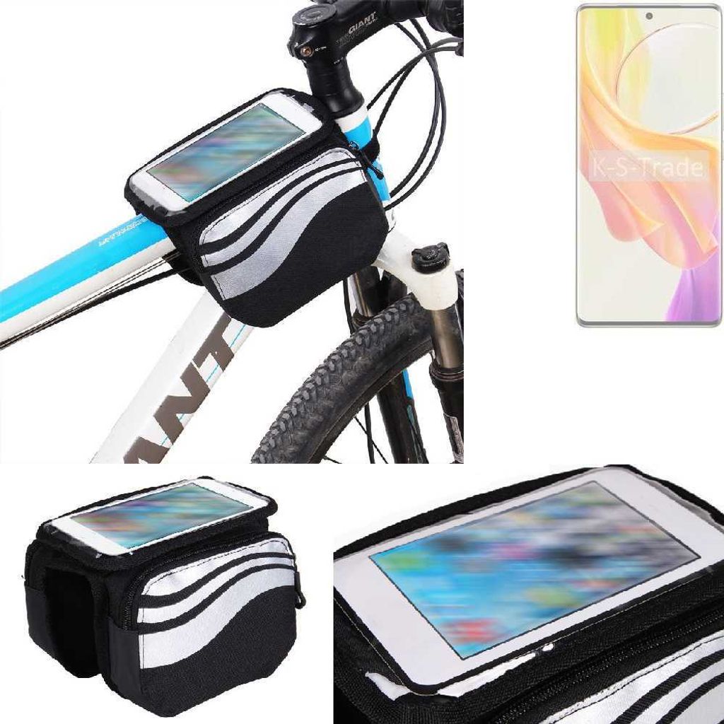 K-S-Trade Rahmentasche Fahrrad-Halterung kompatibel mit Vivo V29 Lite 5G Rahmenhalterung Fahrrad Handyhalterung Fahrradtasche Handy Smartphone