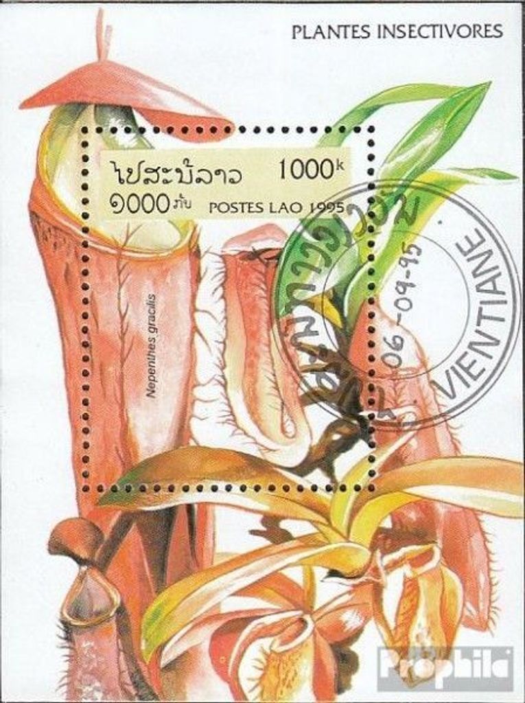 Briefmarken Laos 1995 Mi Block155 (kompl.Ausg.) gestempelt Fleischfressende Pflanzen