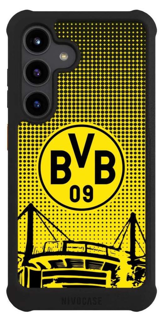 NIVOCASE Hülle für Samsung Galaxy S24 Stoßfeste Handyhülle NIVOmax Case Schwarz BVB Borussia Dortmund Stadion