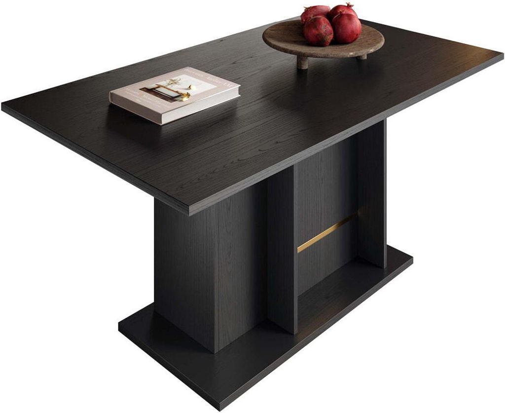 Esstisch Pegaso in Schwarz/Gold Holzgestell - 160 cm