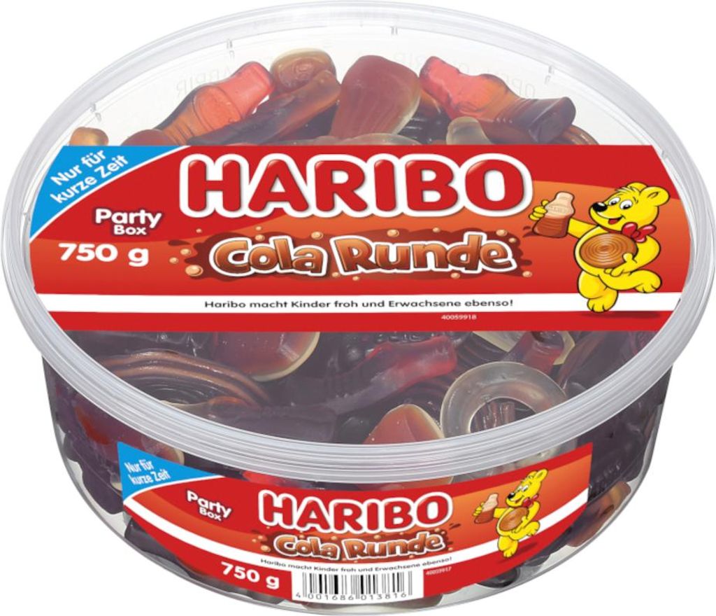 Haribo Cola okrągła puszka galaretki owocowej częściowo z Zdjęcie produktu 