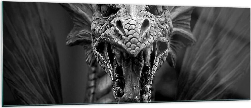 Bilder auf glas - Drache Kreatur Waage - 140x50cm - Glasbilder - Wandbilder - Kunstdruck - zum Aufhängen bereit - Wanddekoration aus Glas - Glas B...
