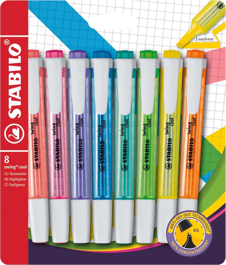 STABILO swing cool Pastel, 8 szt., Niebieski, Zielony, Zdjęcie produktu 