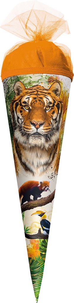 ROTH Geschenk-Schultüte Tiger 50 cm klein rund Zuckertüte Schulanfang
