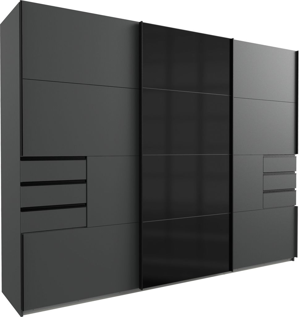 Schwebetürenschrank - 270 x 208 cm - 6 Schubladen - Graphit Produktbild 
