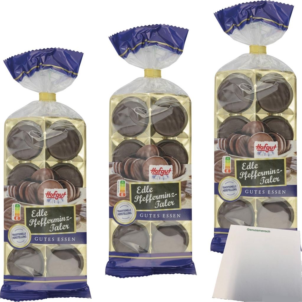 Hofgut Pfefferminztaler 3er Pack (3x150g Beutel) + usy Block