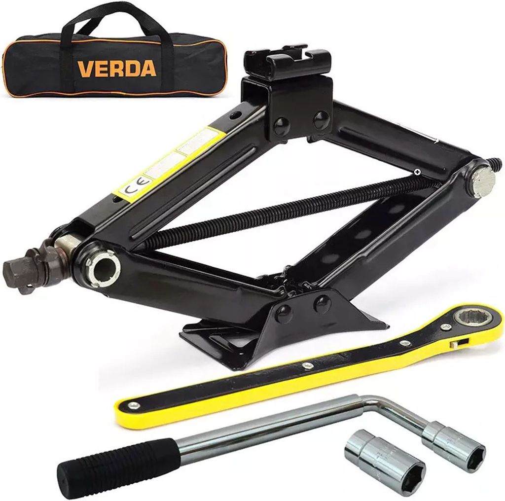 Scherenwagenheber 1500kg, 115-370 mm, 1,5T für PKW SUV MPV Wagenheber Rangierwagenheber Heber mit Ratsche, Radmutternschlüssel, Aufbewahrungstasche