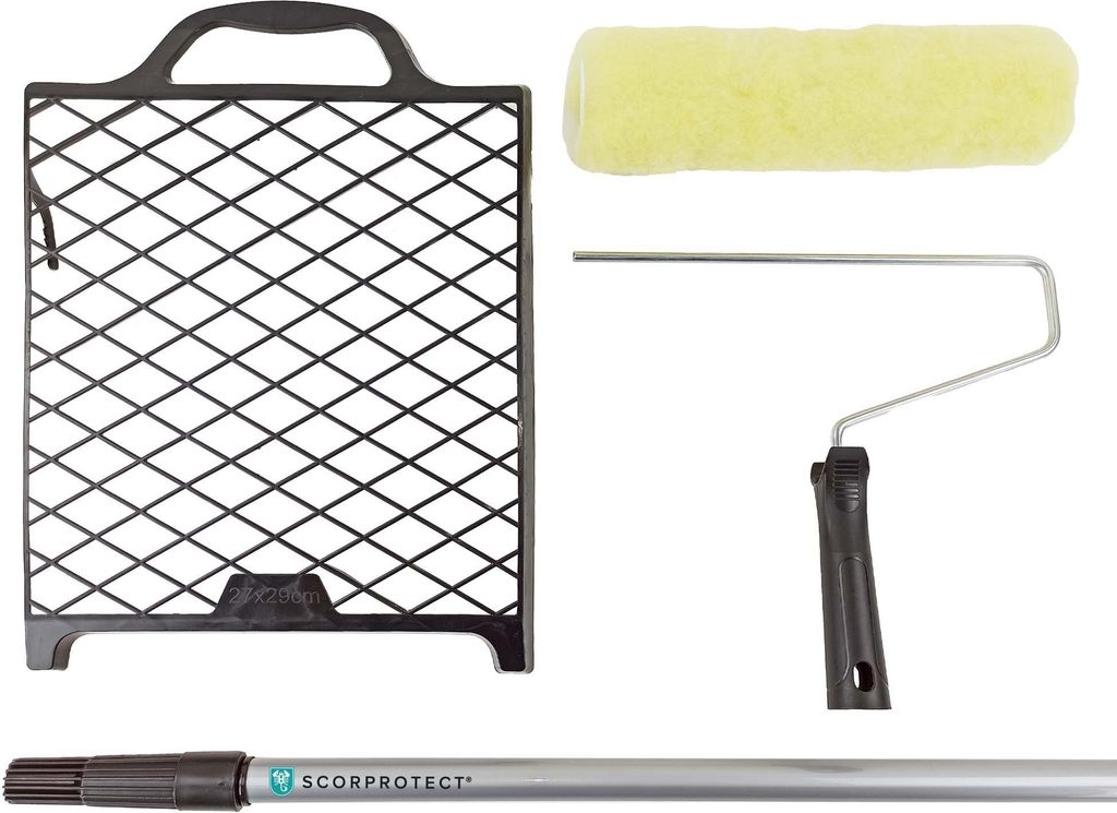 Scorprotect Farbroller-Set 4-teilig mit Teleskopstange und Gitter