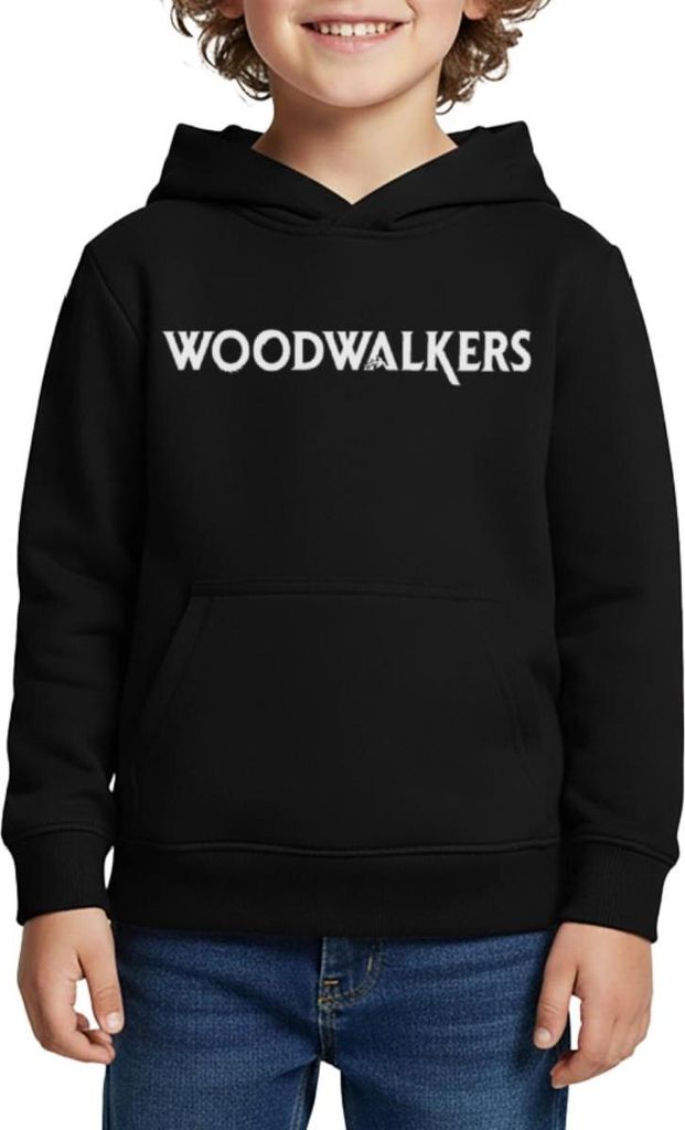 Spreadshirt Woodwalkers Film Logo Schriftzug Kinder Premium Hoodie, 146/152 (10 Jahre), Schwarz
