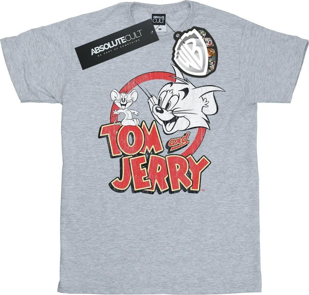 Tom And Jerry - "Distressed Logo" T-Shirt für Damen BI46350 (S) (Grau)