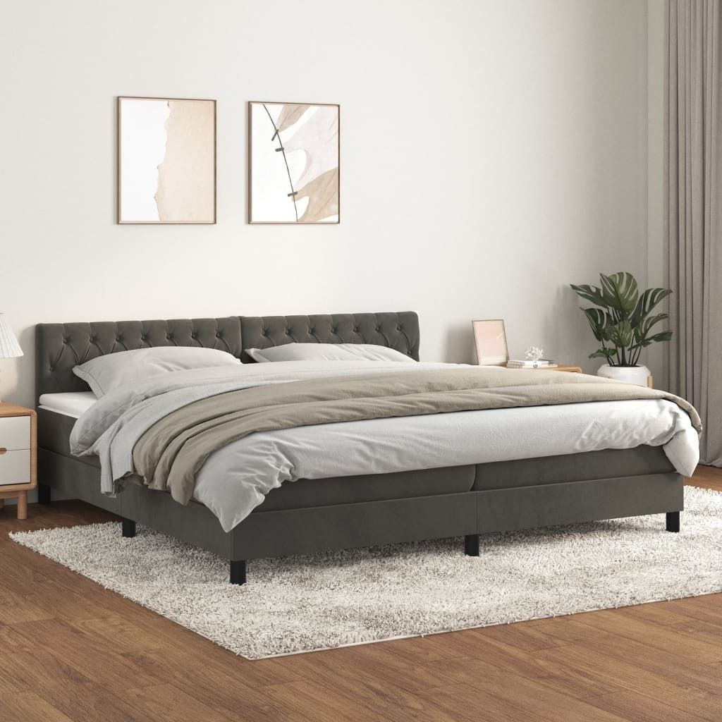 Maison Exclusive - Boxspringbett mit Matratze Dunkelgrau 200x200 cm Samt