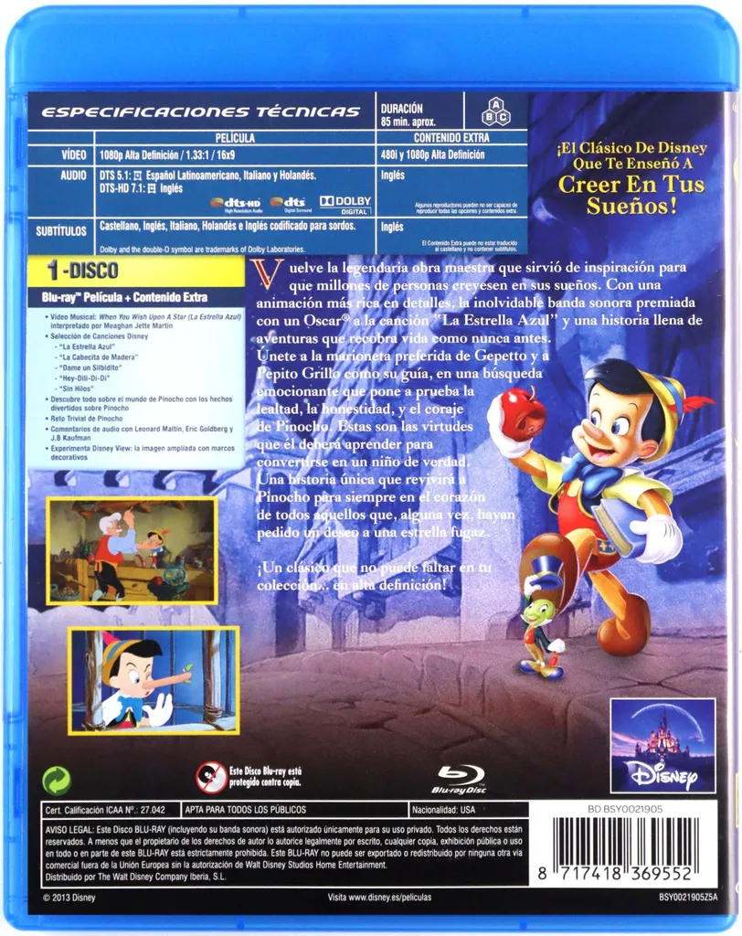 Pinocchio disque Blu-ray original pour éviter les versions modifiées - 2