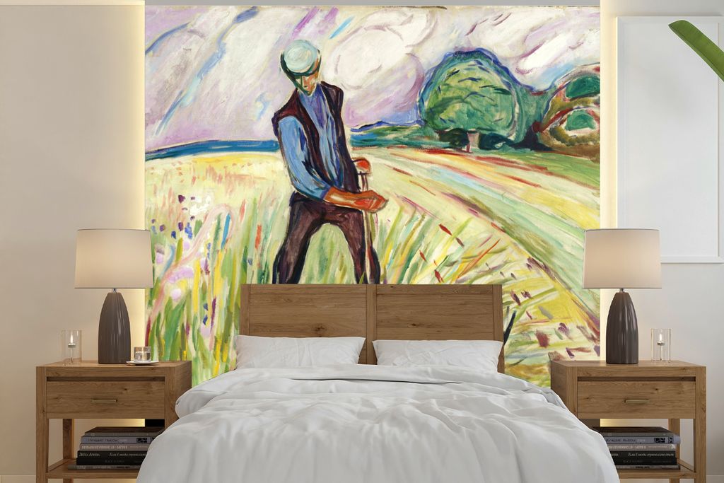 MuchoWow Fototapete für Wohnzimmer oder Schlafzimmer Wandtapete Vinyl Motivtapete Der Heuwender - Edvard Munch - 260x260 cm - Papiertapeten