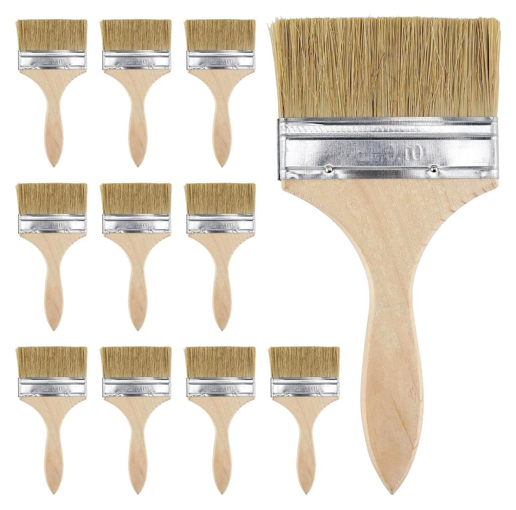 10 Stück Flachpinsel Set für Holzlasur, 20 x 9,3 cm, Lackpinsel für Außenanstriche, Maler Pinselset für DIY und Gartenarbeit