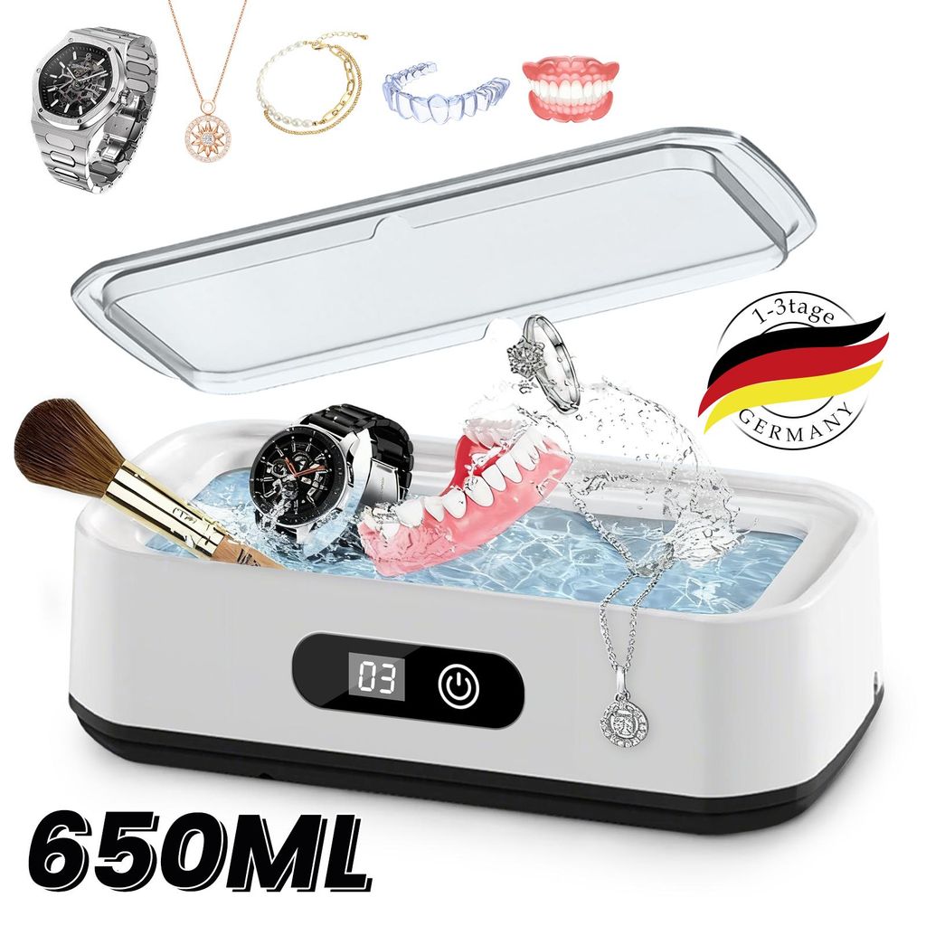 650ML Ultraschallreiniger Ultraschallreinigungsgerät Ultraschallreiniger 49000Hz Hochfrequenz Ultraschallreinigungsgerät Automatisch Ultrasonic