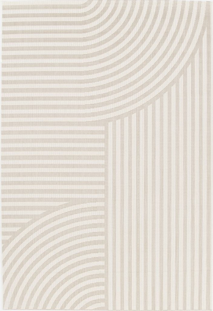 sweeek - Indoor / Outdoor Teppich mit Bogenmuster beige, 100% recyceltes Polyester