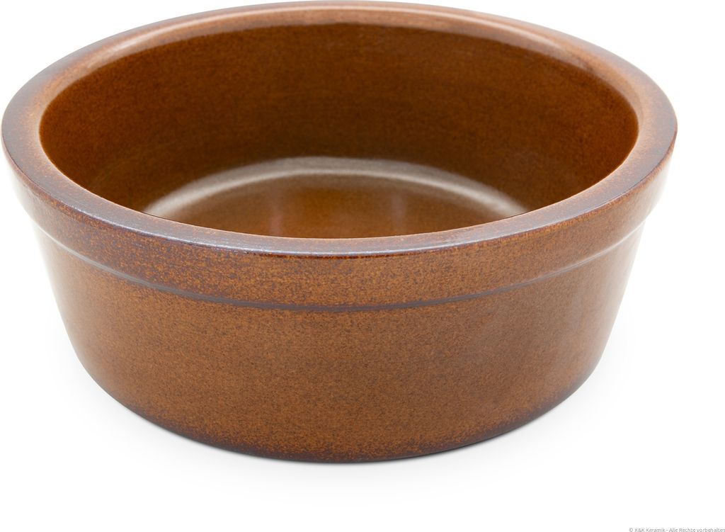 KERAZO 3,8 Liter Hunde Napf Fressnapf Wassernapf 28x11 cm aus robuster, schwerer Keramik, Farbe: BRAUN