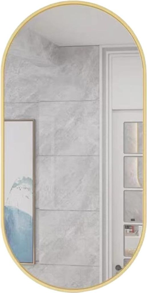Ovaler Wandspiegel 100 x 50 cm - Goldfarbener Produktbild 
