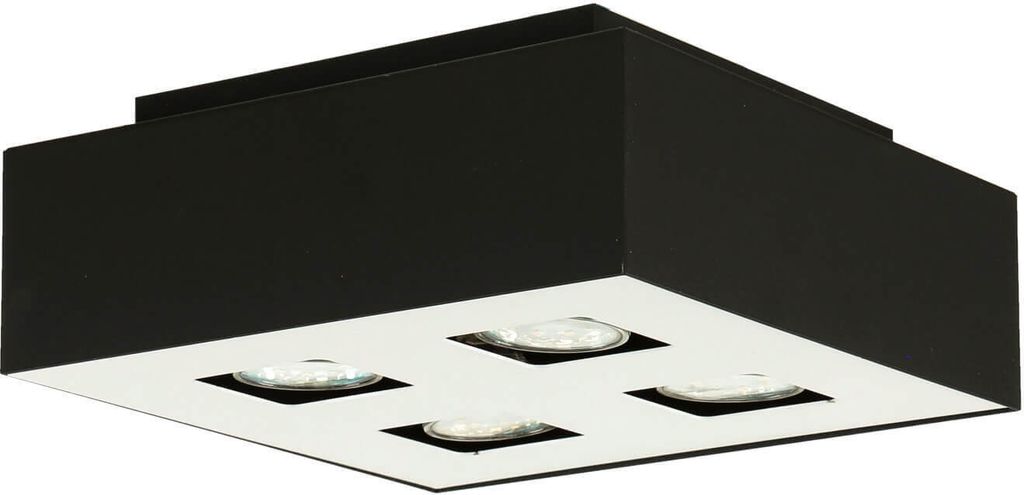 Bauhaus Deckenleuchte (B24cm, L24cm, 4-flmg., Bauhaus, in Schwarz, Weiß) Innenleuchte Flurlampe Deckenlampe