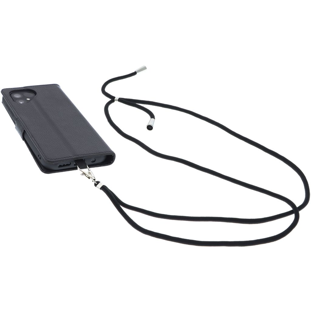 foto-kontor Umhängetasche kompatibel mit Fairphone 5 Tasche Book Style Schutz Tasche Handykette Band Hülle Umhängetasche Handyband schwarz