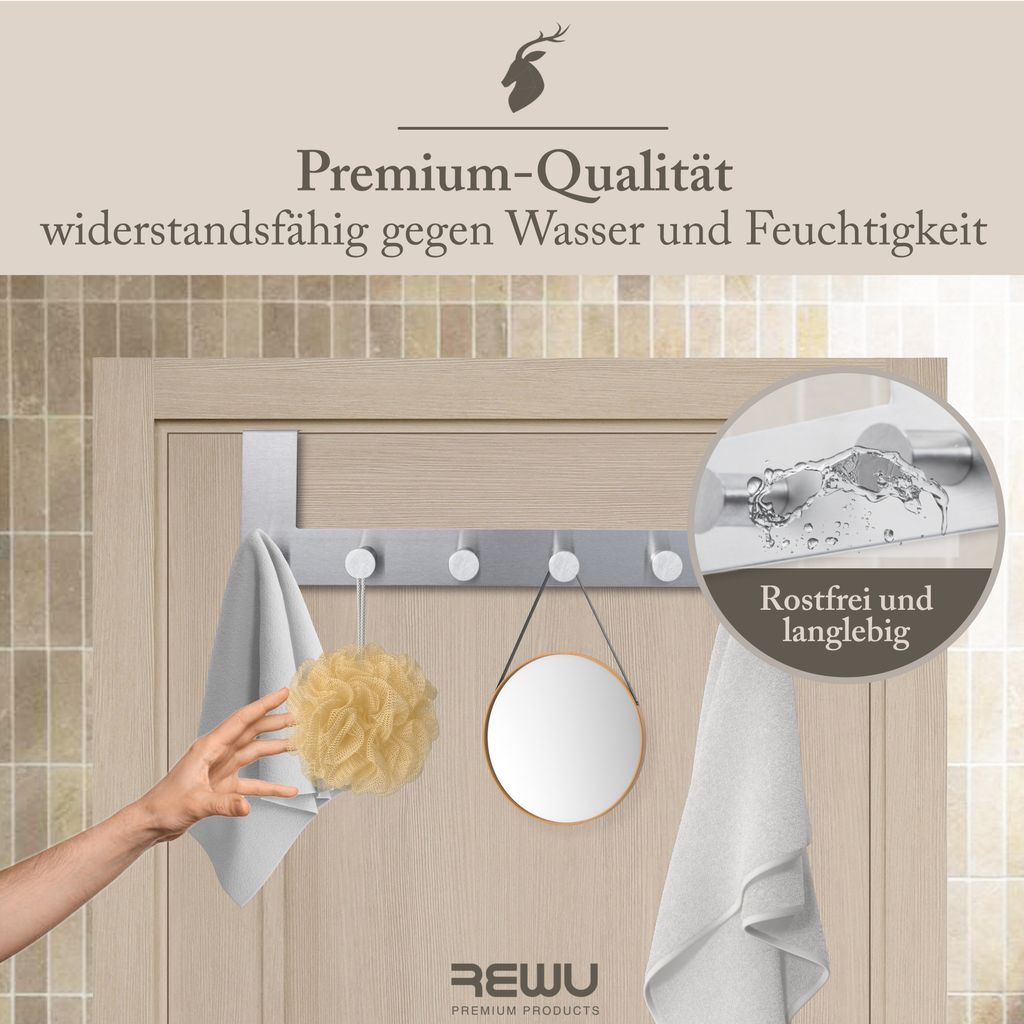 Türgarderobe Edelstahl mit 6 Haken Produktbild 7
