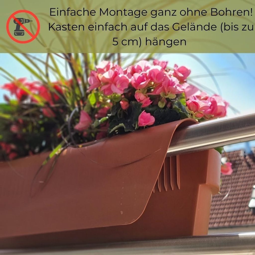 Geländerkasten Balkon mit Wasserspeicher Blumentopf Zaun Produktbild 6