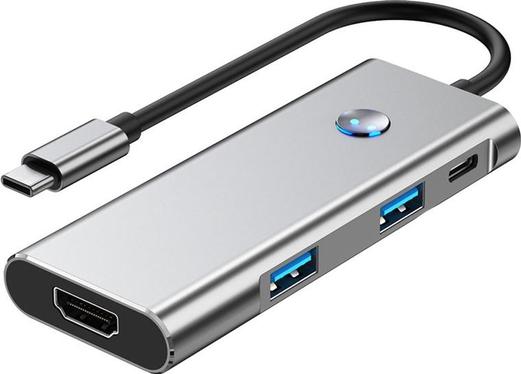 INF 6-in-1 USB-C Hub 4K/60Hz USB 3.2 10G Datenübertragung Grau