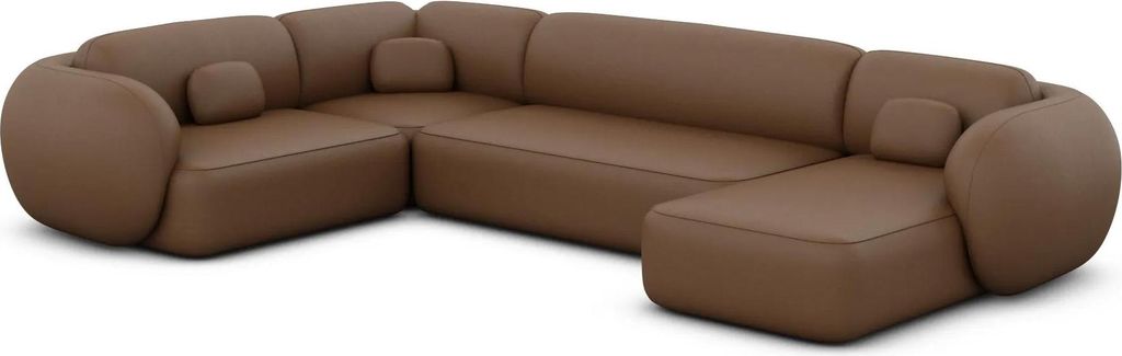 Kunstleder U-Form XL Wohnlandschaft Mira Braun Rechts